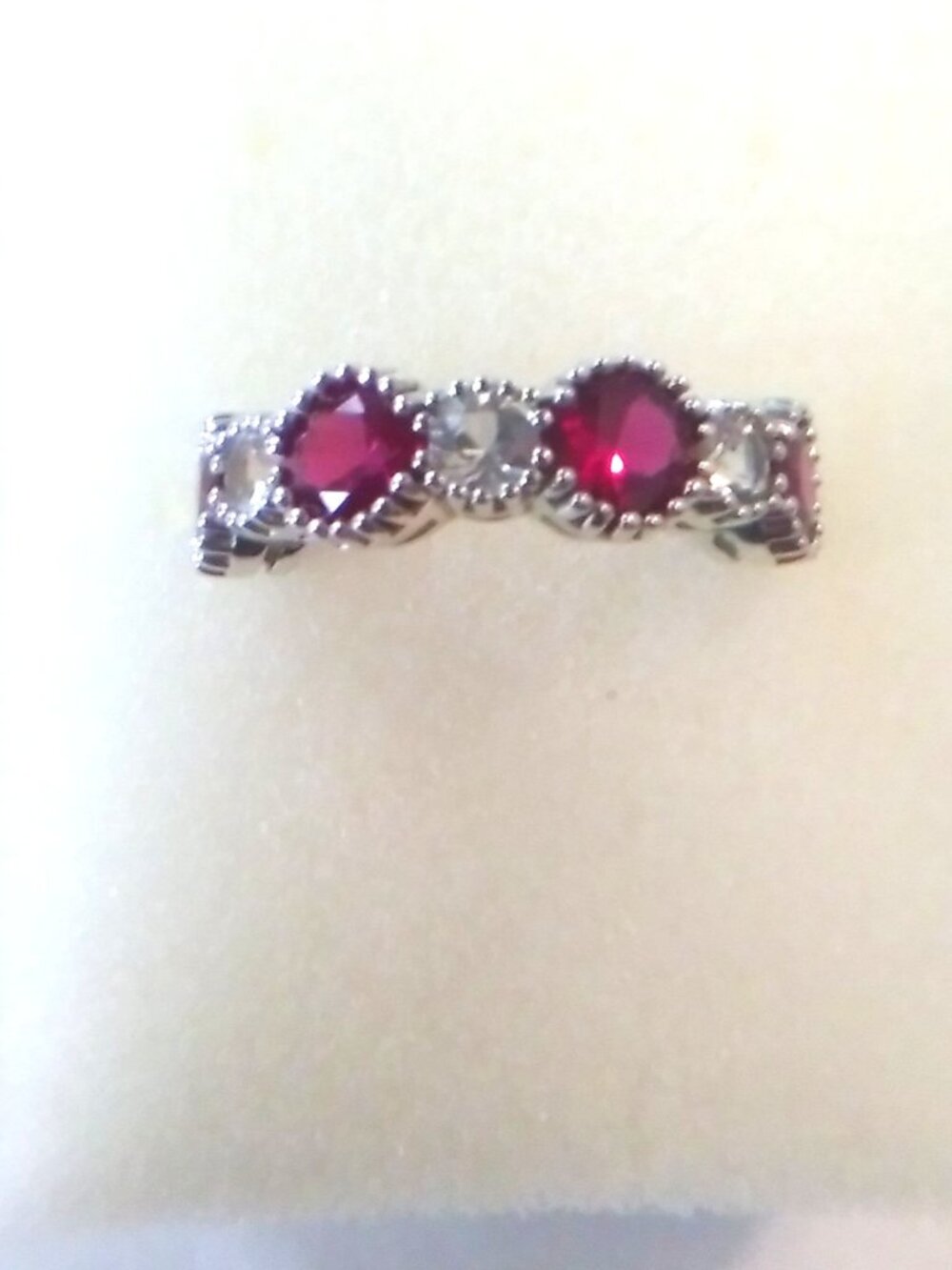 Faux Ruby Silver Band Ring